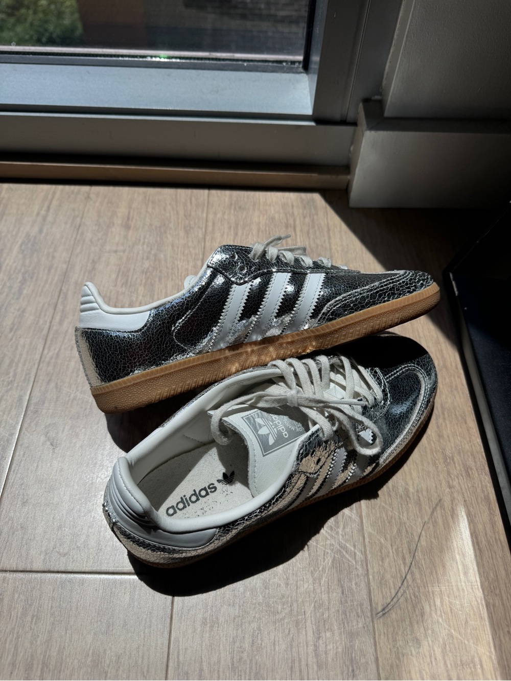 adidas silver Metallic Samba Sneakers with Gum Sole